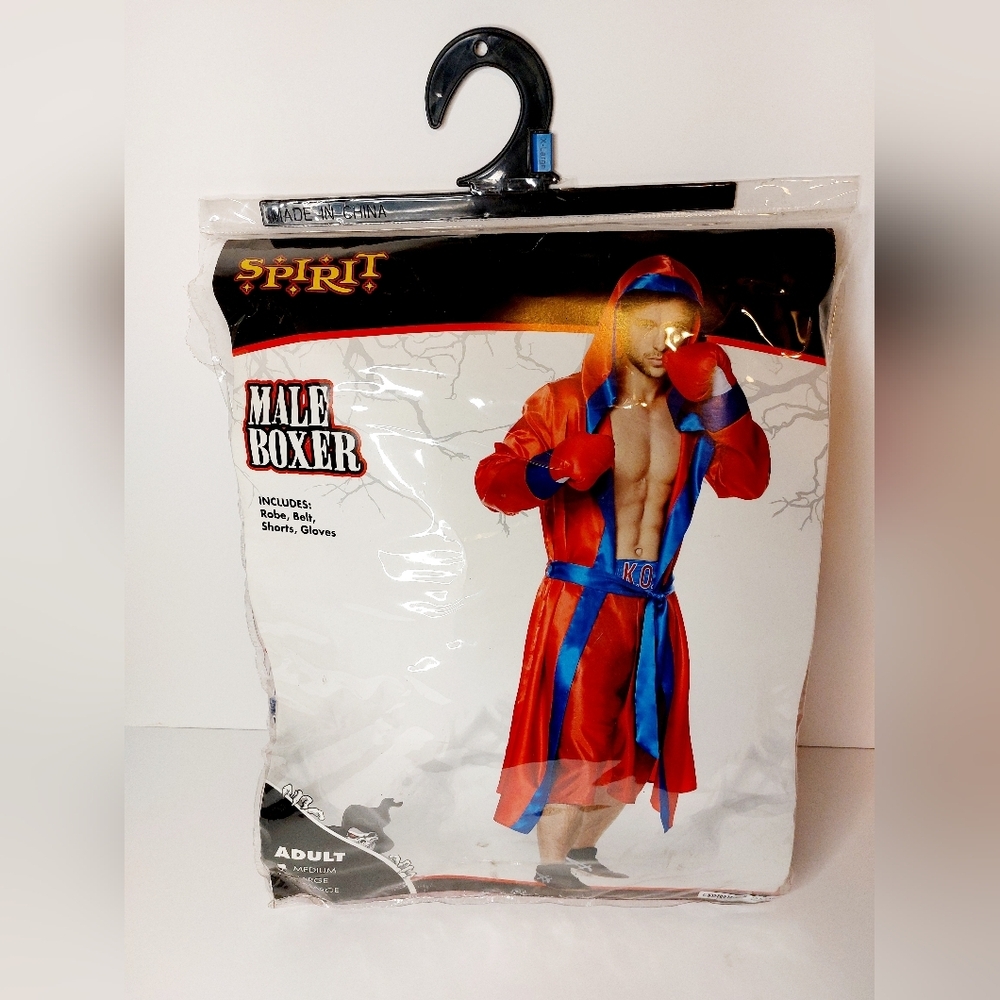 Red and Blue Silky Adult Boxer costume Spirit Halloween Size XL